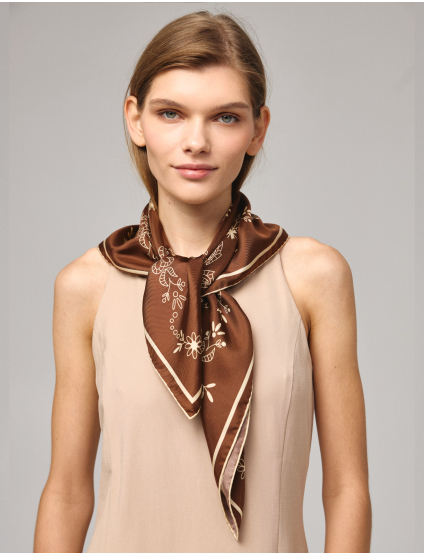 Картинка Хустка темно-коричнева з бежевим